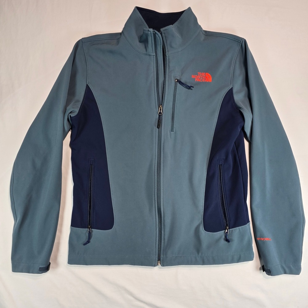 The North Face WindWall Softshell Jacket Mens Medium Blue Full Zip Fleece Lined